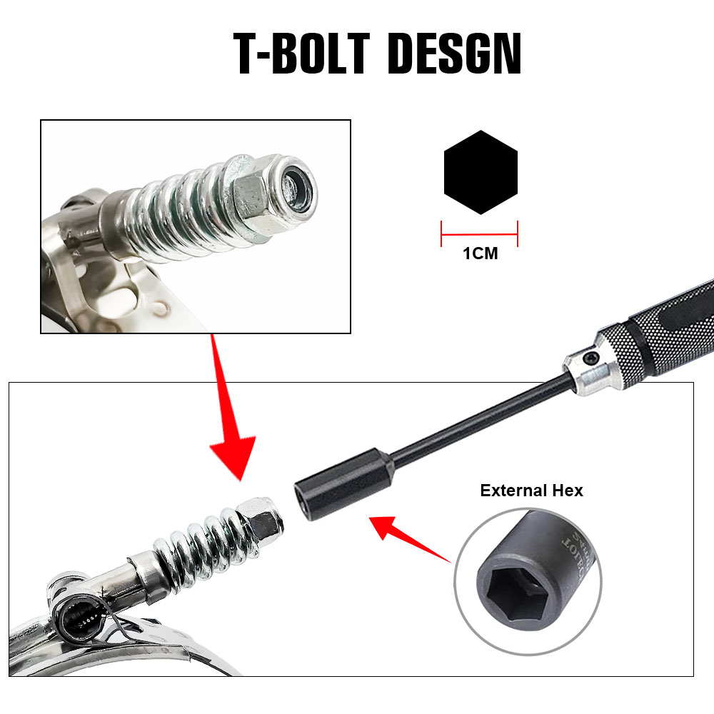 T-Bolt Hose Clamps Stainless Steel Turbo - Abraçadeira universal de aço inoxidável com