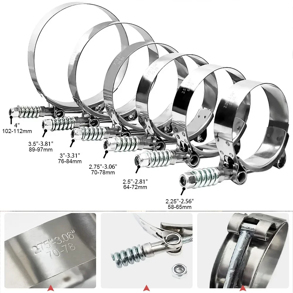 1 peça de braçadeira universal - T-Bolt Hose Clamps Stainless Steel Turbo avaliação e preço