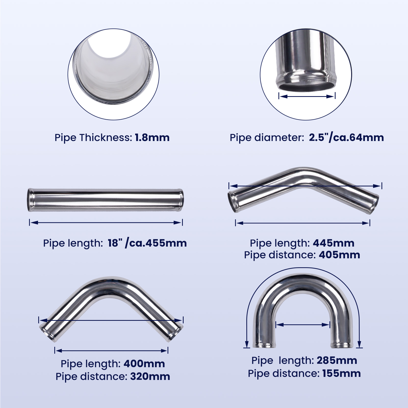 Kit universal de tubos de inte - Intercooler Piping Kit Aluminum 2.5 Inch avaliação e preço