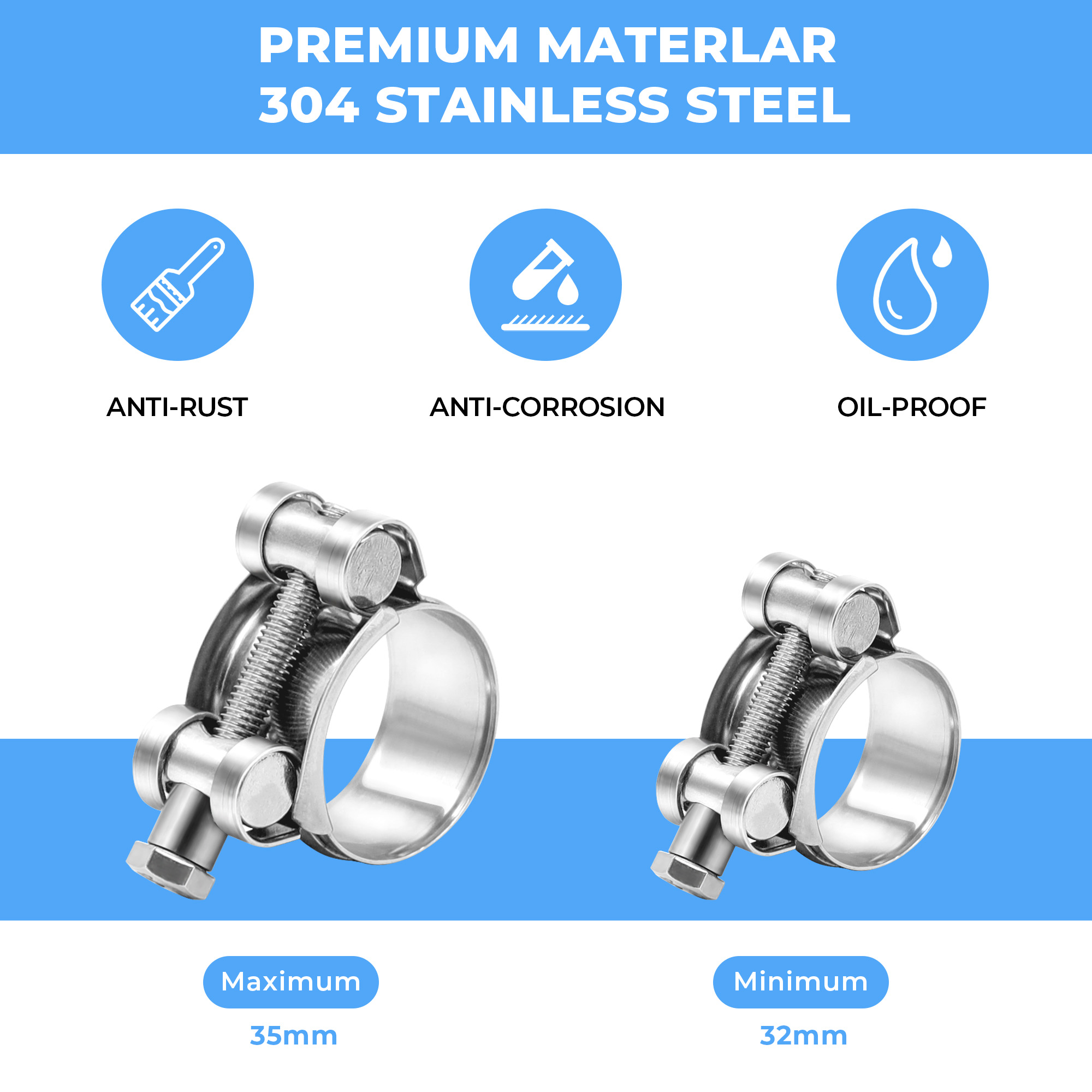 Braçadeiras de mangueira de aç - T-Bolt Hose Clamps Stainless Steel Turbo avaliação e preço
